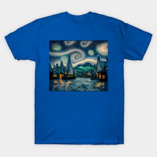 Starry Night Over Hogsmeade Village T-Shirt